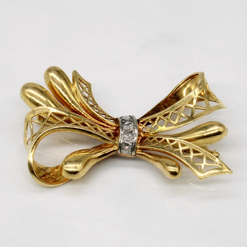 Rose Cut Diamond Bow Brooch | 0.08ctw |