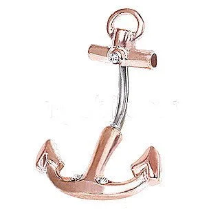 wedding rings for women -316L Surgical Steel Rose Gold Plated Anchor Navel Ring