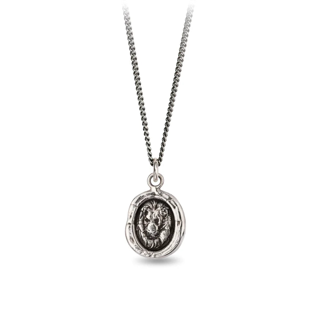 infinity necklaces for women -Pyrrha Sterling Silver "Lion Head" Talisman Pendant 18" Necklace