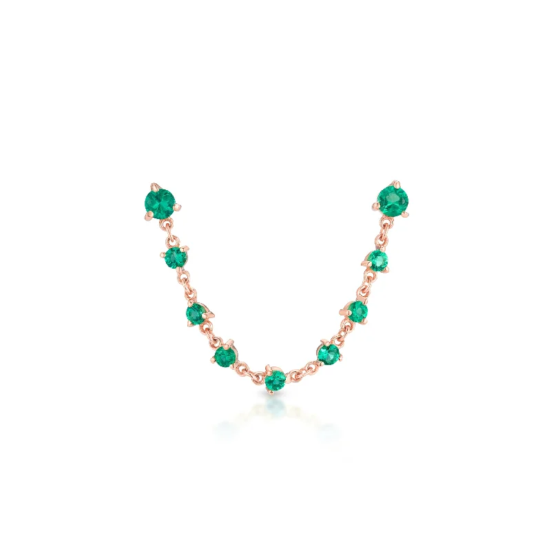 luxury drop earrings for women -Green Emerald Sparkler Double Earring