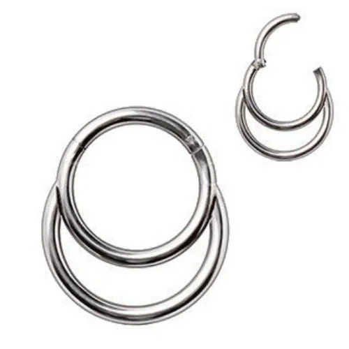 gold rings for women -316L Stainless Steel Double Ring Seamless Clicker Ring / Septum Jewelry