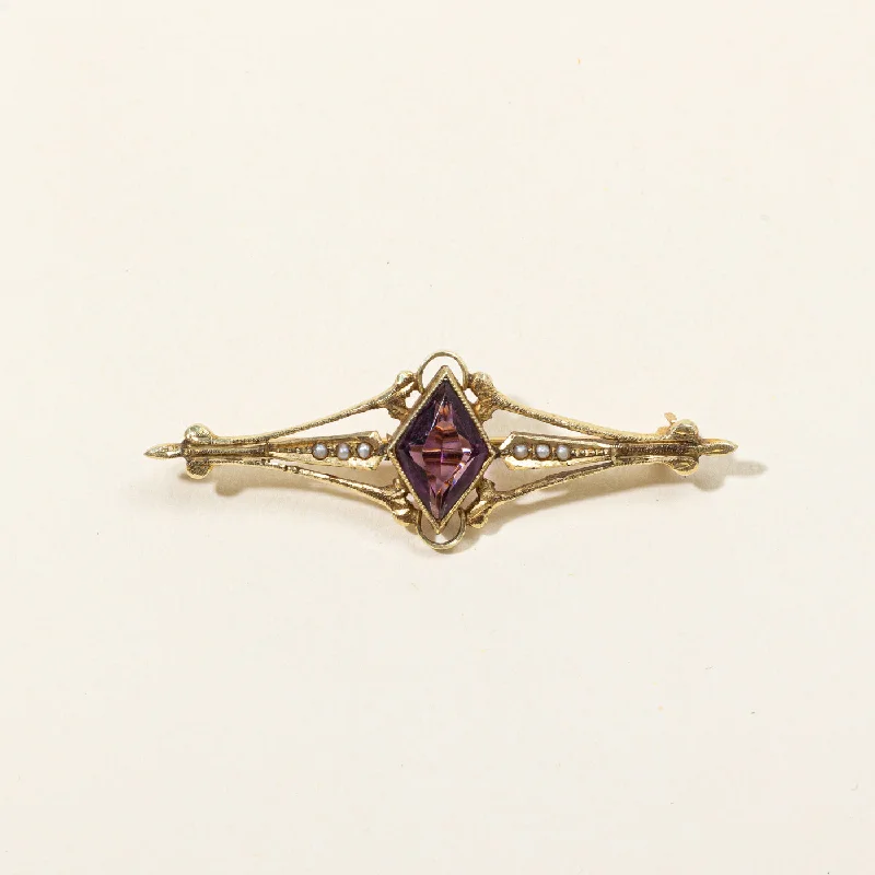 Amethyst & Seed Pearl Brooch | 2.75ct |