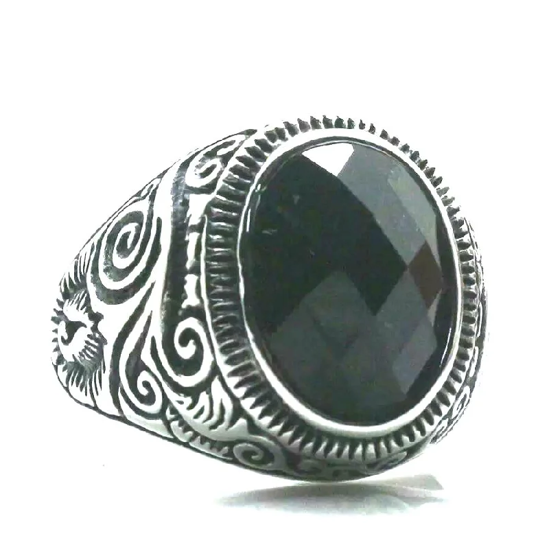 luxury wedding rings -Stainless Steel Black Dome Ring