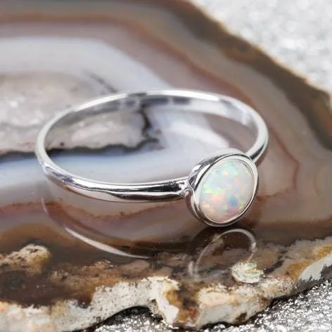 emerald rings for women -Sterling Silver Opal Ring