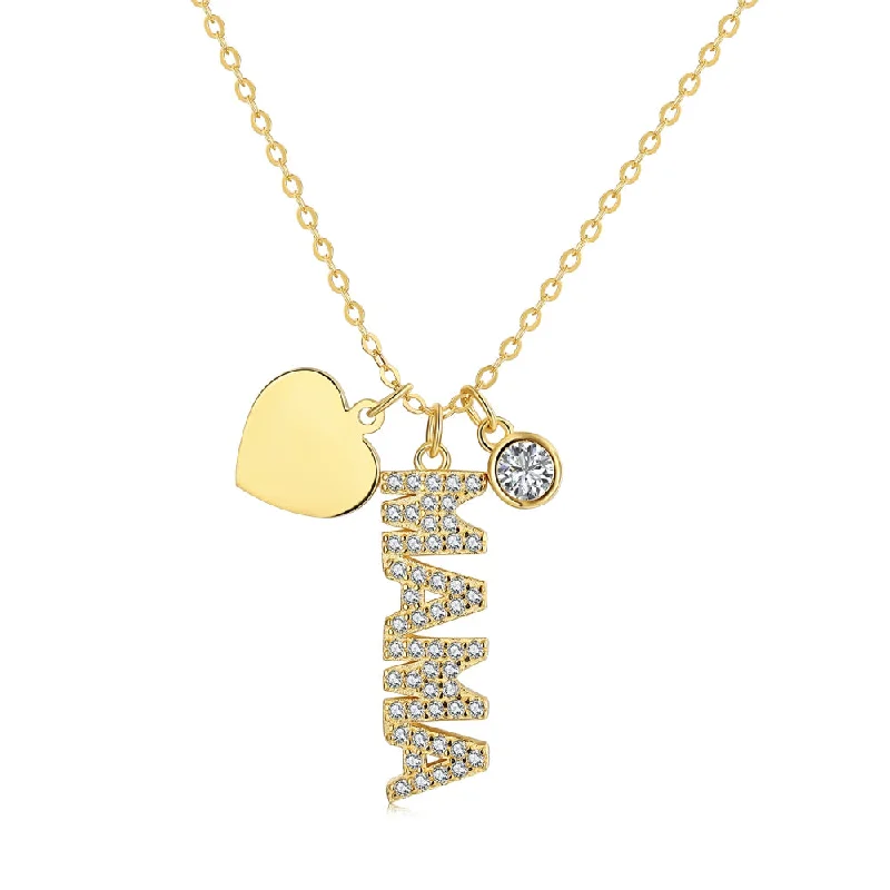 gemstone necklaces with gold chain -Mama Heart Necklace