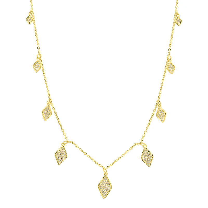 romantic necklaces for women -14k Gold Plated Diamond Drop Confetti Necklace