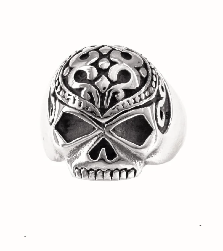 gold promise rings -Stainless Steel Tribal Skull Ring