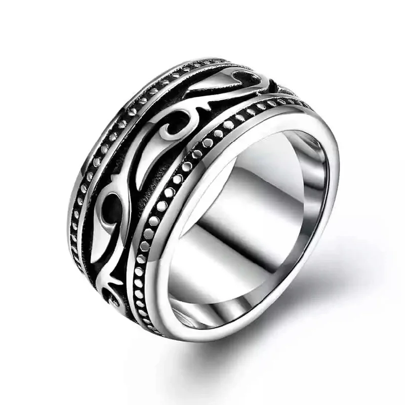 minimalist wedding rings for women -Stainless Steel Tribal Ring