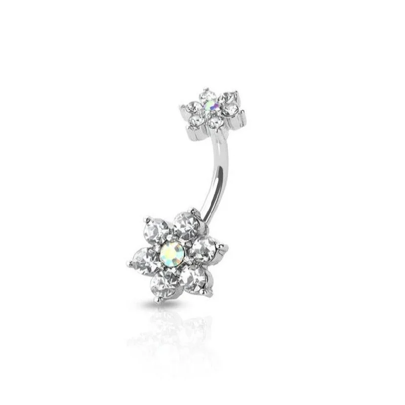 wedding sets with rings -316L Stainless Steel Flower Burst Navel Ring