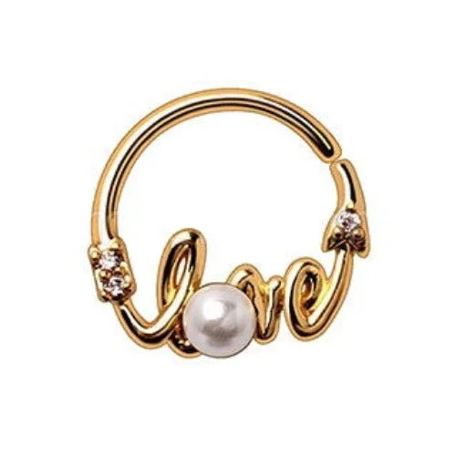 luxury promise rings -Gold Plated Jeweled "LOVE" Annealed Seamless Ring