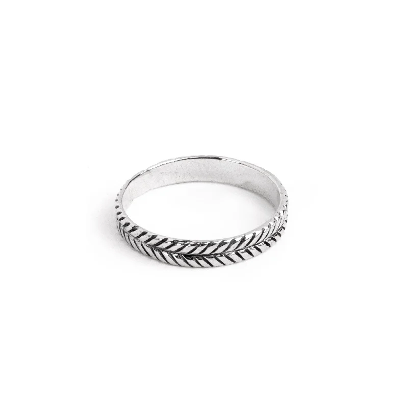 eternity diamond rings -Zambia Feather Silver Ring