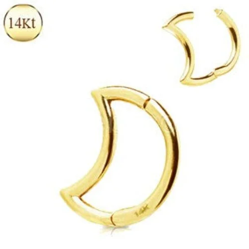 wedding bands for women -14Kt. Yellow Gold Crescent Moon Seamless Clicker Ring