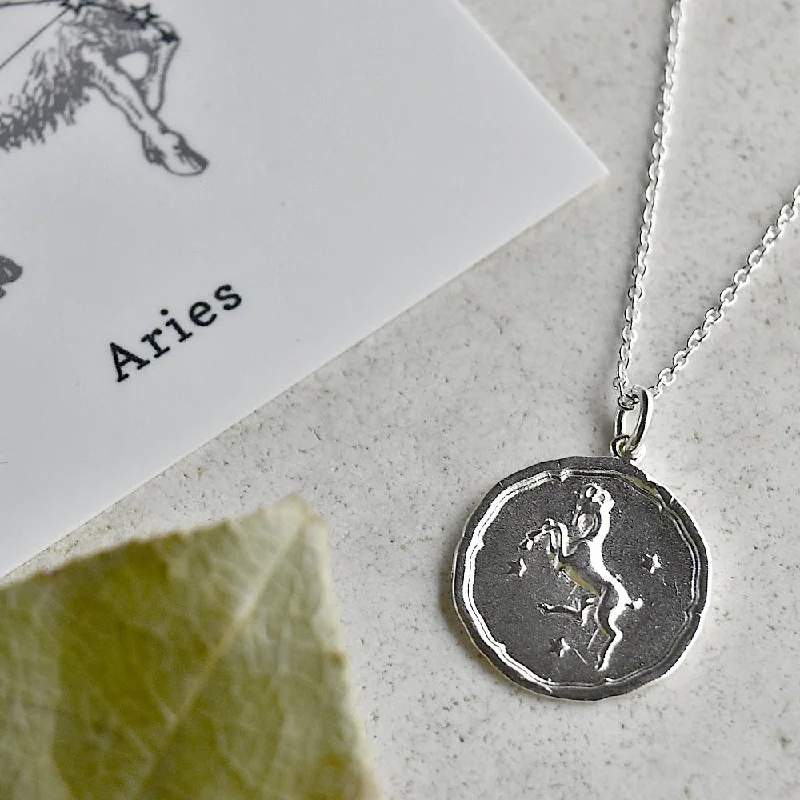 engraved silver necklaces for women -Astrology Zodiac Talisman Necklace