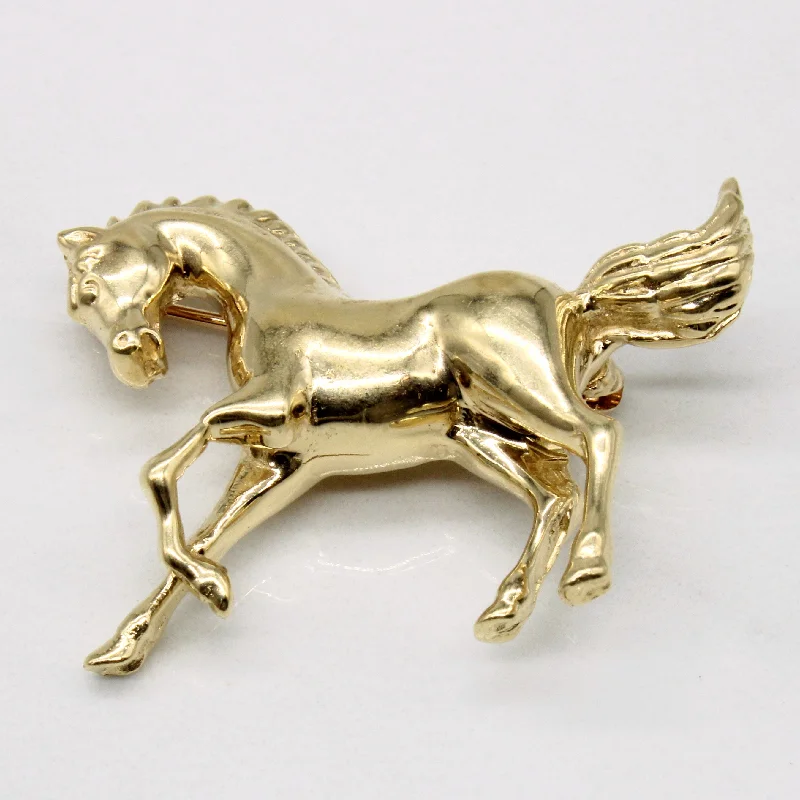 14k Yellow Gold Horse Brooch