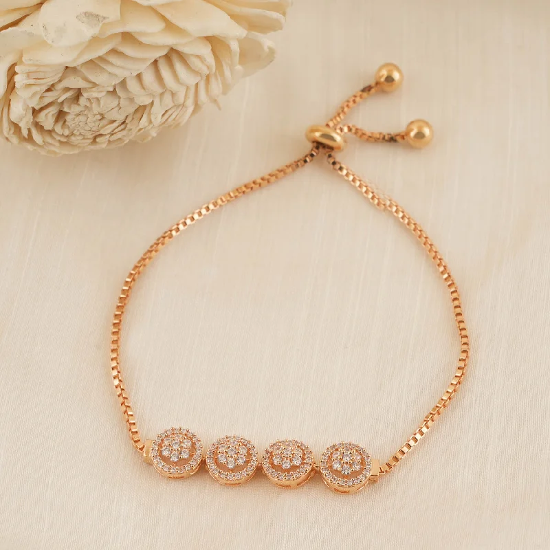 handmade bangles for women -Delicate gold plated round CZ bracelet