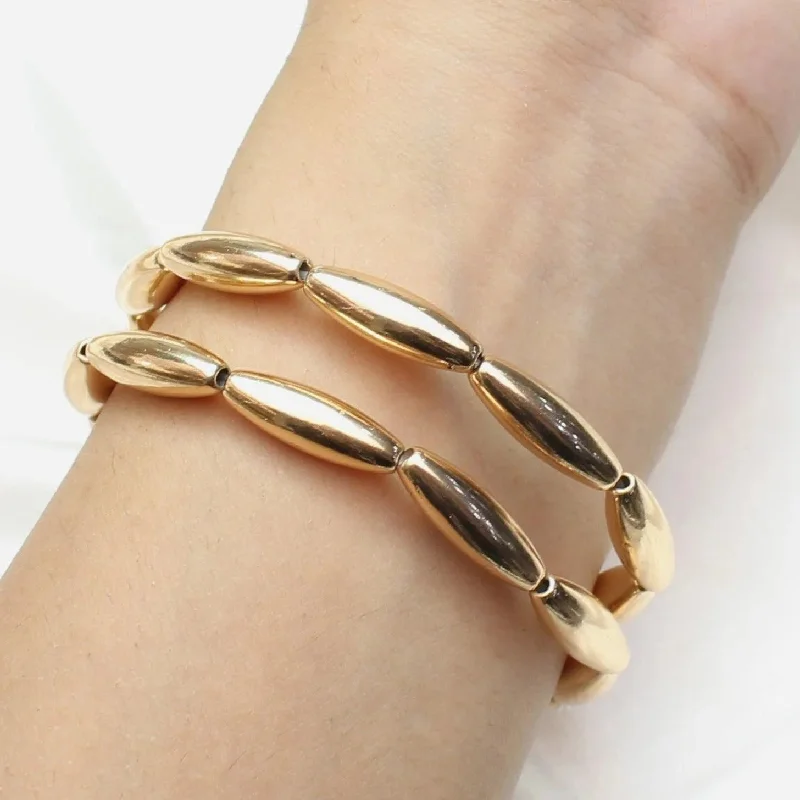 bracelet charm sets for women -TFC Sleek Long Beads Gold Plated Stacked Bracelet (Set of 2)