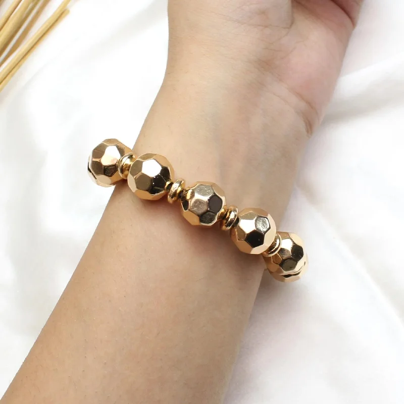 engraved bangles for women -TFC Textured Beads Gold Plated Adjustable Bracelet