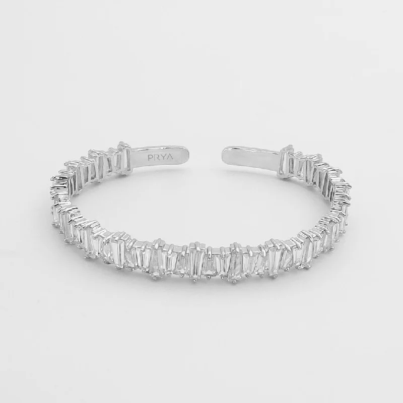 bracelet charm sets for women -Jada Baguette CZ Bracelet Thick  | Silver