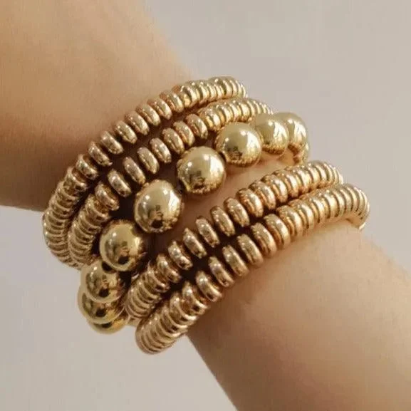 rose gold bracelets for women -TFC Rings of Gold with Lucky Balls Gold Plated Stacked Bracelet (Set of 5)