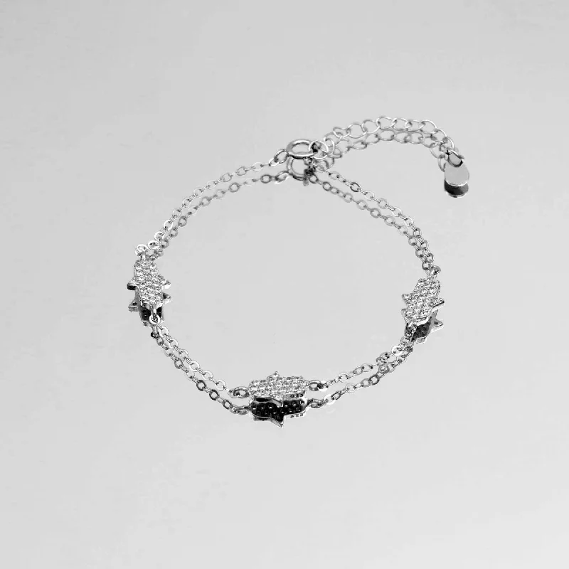 gemstone bracelets for women -Hand of Hamsa Bracelet | Silver