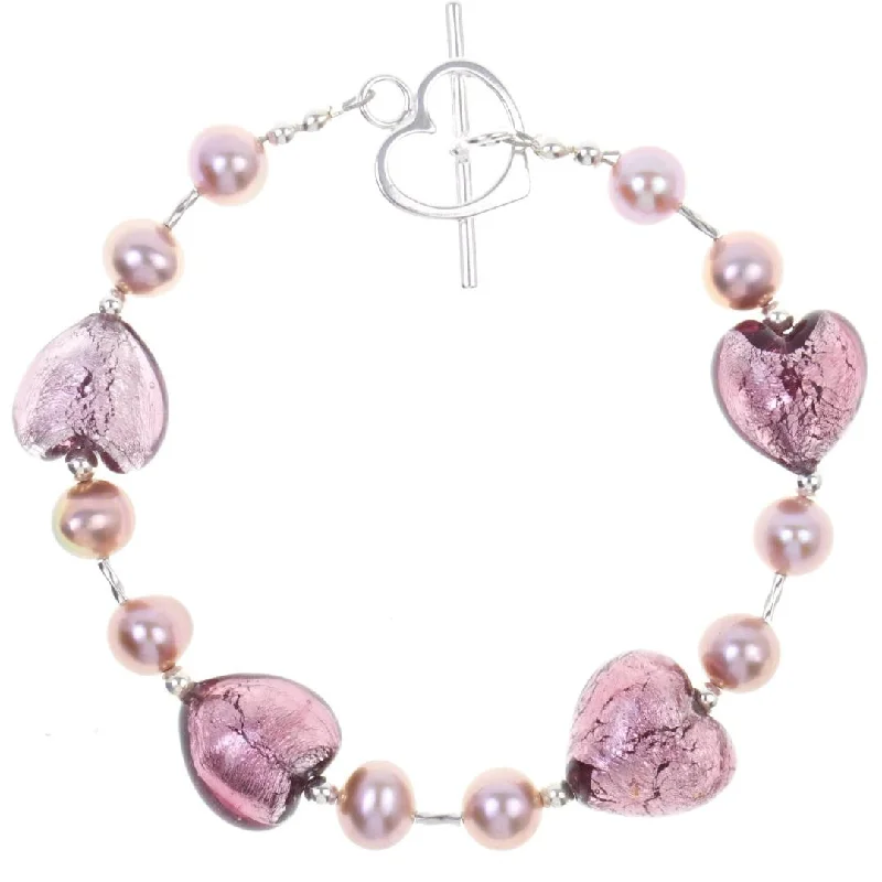 gold charm bracelets for women -Dusk Pearl Heart Bracelet