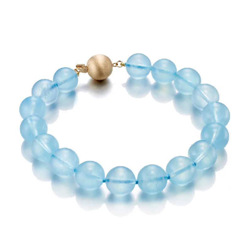 gemstone bangles for brides -Aquamarine Bead Bracelet