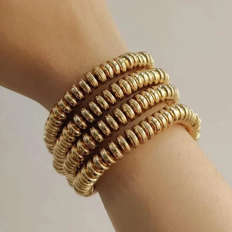 adjustable leather bangles -TFC Rings of Gold Plated Stacked Bracelet (Set of 4)