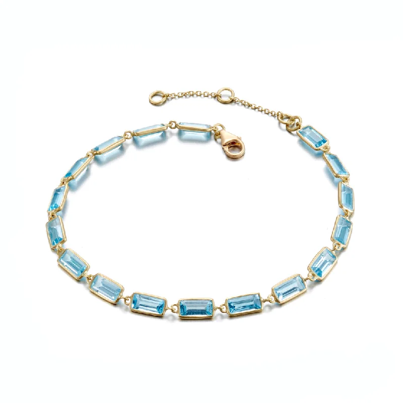 modern bangles for women -Swiss Blue Topaz Stiletto Bracelet