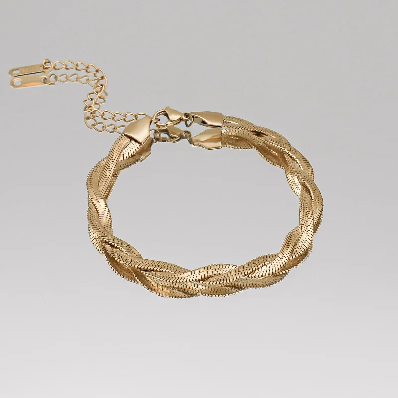 trendy bangles for women -Double Herringbone Bracelet