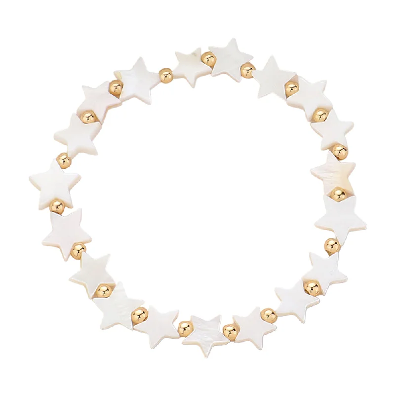 dainty gold bangles for women -Mother-of-Pearl Star Bracelet