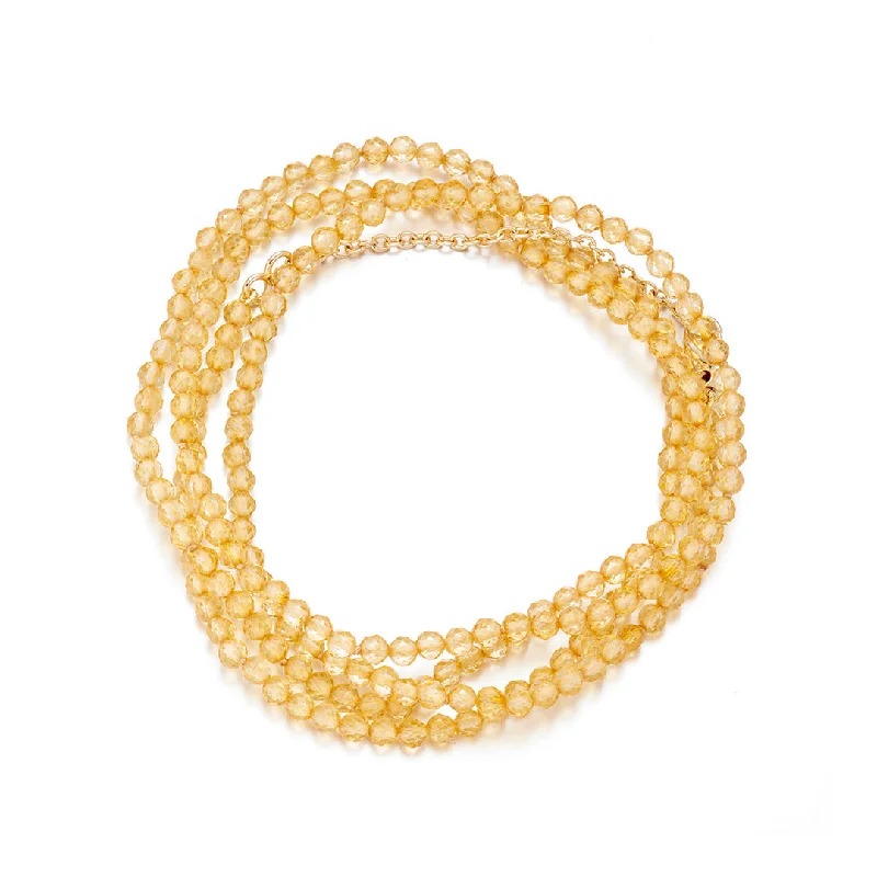 adjustable tennis bracelets -Citrine Wrap Bracelet