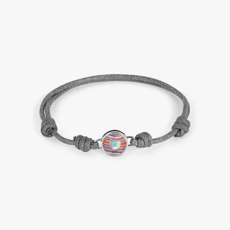 boho bracelets for women -Macrame Milos Evil Eye Bracelet In Grey