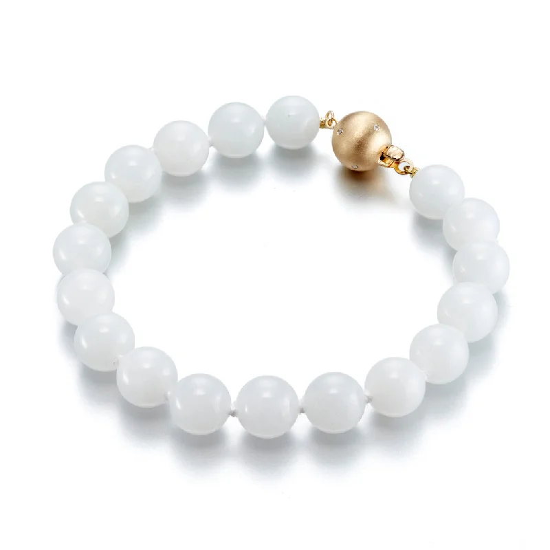 chunky statement bangles -10mm White Jade Bracelet