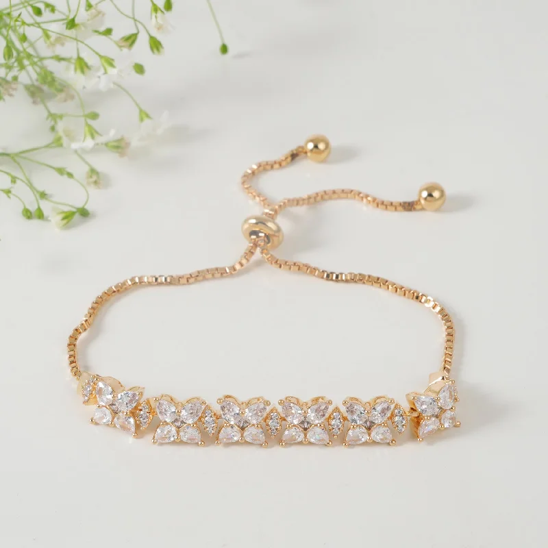 chunky bangles for women -Stunning floral elegant cz diamond bracelet for women