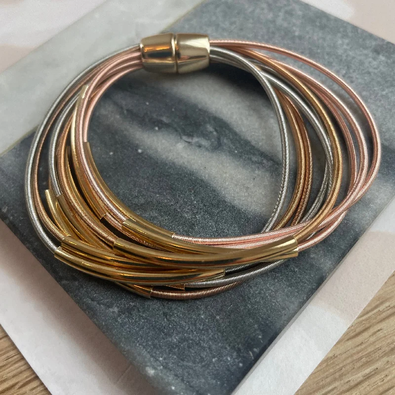 layered gold bracelets -Mixed Metal Wire Bracelet