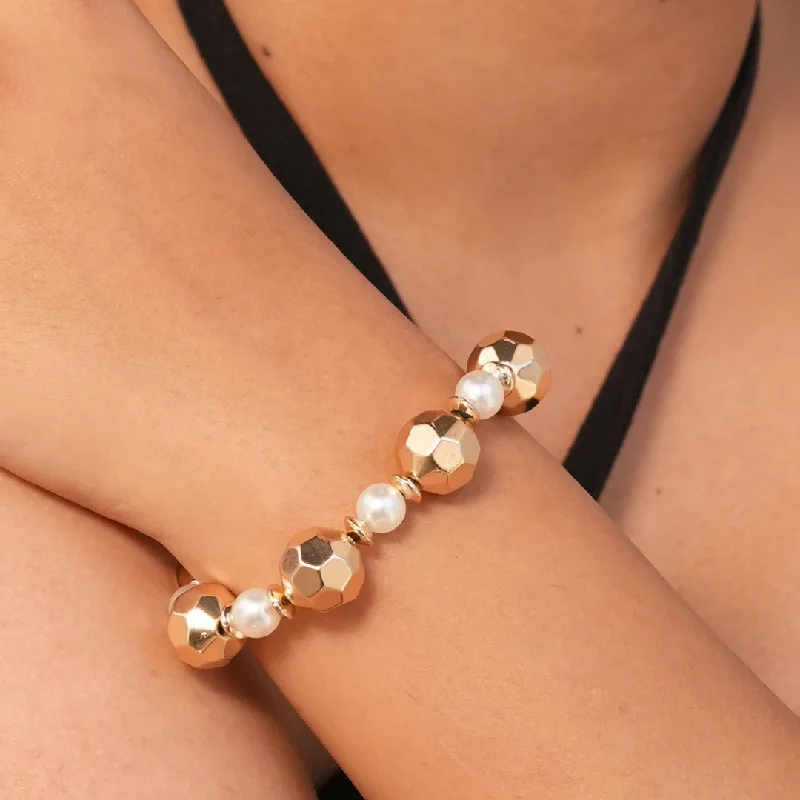 gemstone bracelets for women -TFC Glamour Pearl Gold Plated Adjustable Bracelet