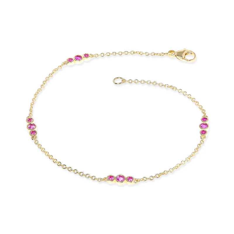 sterling silver bangles -Triplets Bracelet in Pink Sapphires