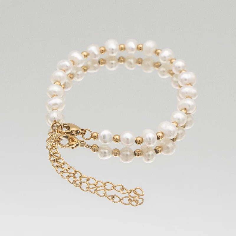 diamond tennis bracelets -Nadia Pearl Bead Bracelet