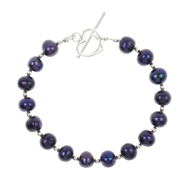 simple diamond bracelets -Sterling Pearl Bracelet | Midnight